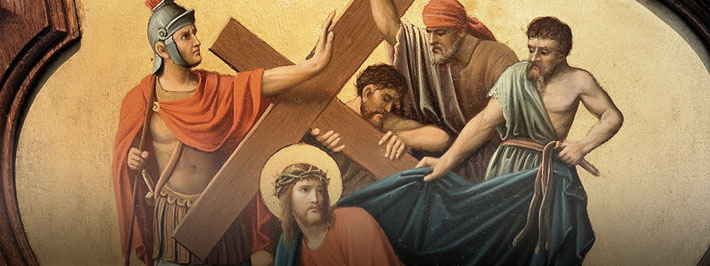 Stacja III: Pan Jezus pierwszy raz upada pod krzyżem